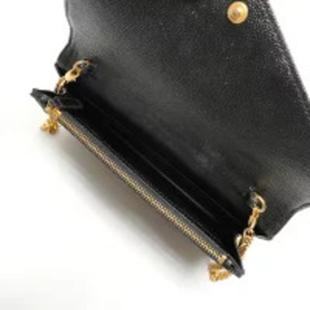 Yves Saint Laurent Cassandra Leather V Stitch Chain Wallet Shoulder Bag Black - Picture 10 of 13
